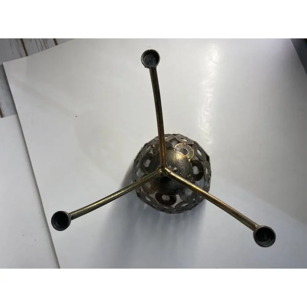 Industrial Style Decor Washer Candle Holder Metal 10” Tall Tripod Base